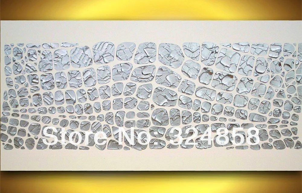 handmade abstract art white rectangle textured oil painting on