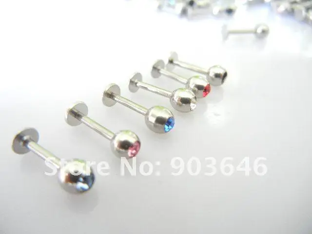 Бесплатная пересылка Lot50pcs Украшения для тела-16 г губ губная кольцо Пирсинг губ 1.2x8x4 мм