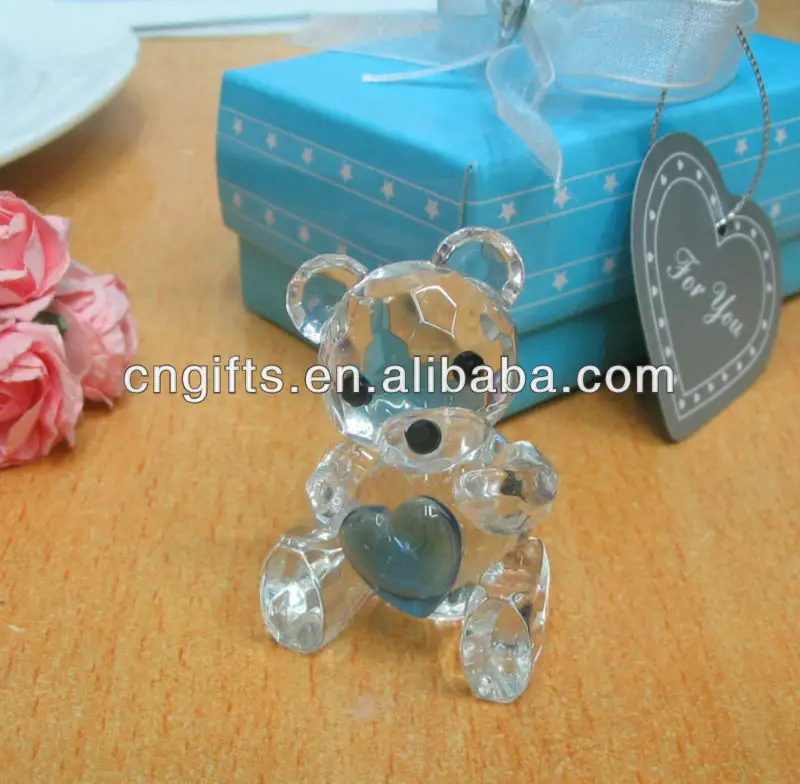 100 шт./лот Кристалл кое Мишка Статуэтки blue box Weddin подарки Baby Shower сувениры