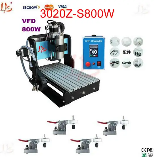 

Mini CNC 3020Z-S800W Router Engraver/Engraving Drilling and Milling Machine,water cooled with limit switch