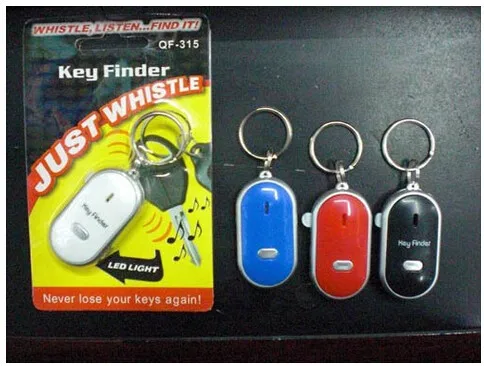 Светодиодный свисток факел Finder брелок с выключателем сбоку push Find Lost Keys 100 шт. DHL и EMS