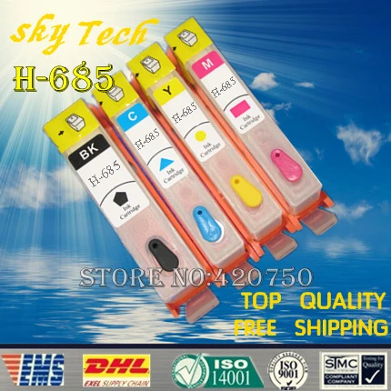 4PK пустой перезаправляемый картридж подходит для HP 685XL, H-685 XL подходит для HP 3525 4615 4625 5525 6520 6525 и т. д., а также с микросхемами Arc