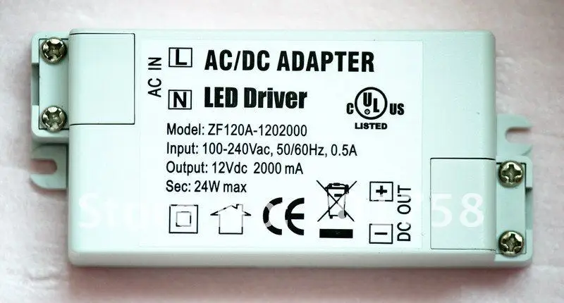 100 шт./лот, DC12V 2A 24 W светодиодный Мощность, светодиодный драйвер Мощность, 3528/5050 лампа с Мощность