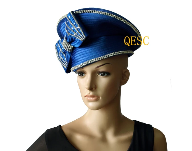 Королевский синий круглый год церковные платья шляпка для официальных мероприятий/Кентукки Дерби шляпа с бантиком и стразами