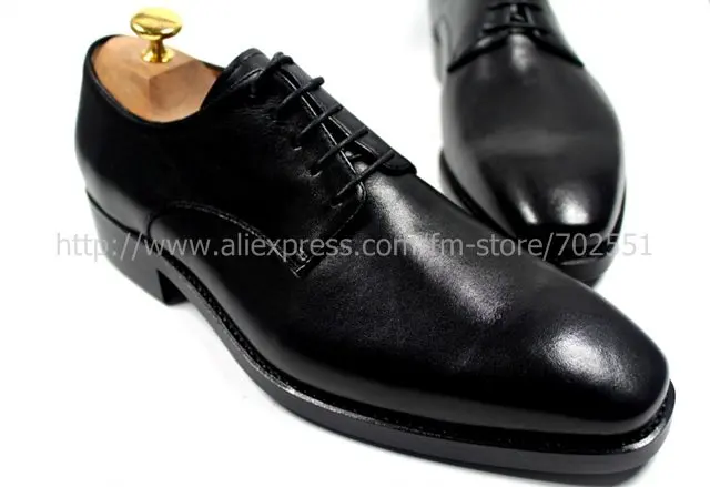 Free shipping Goodyear welt handmade pure genuine calf leather men's dress/classic derby color black shoe No.D44