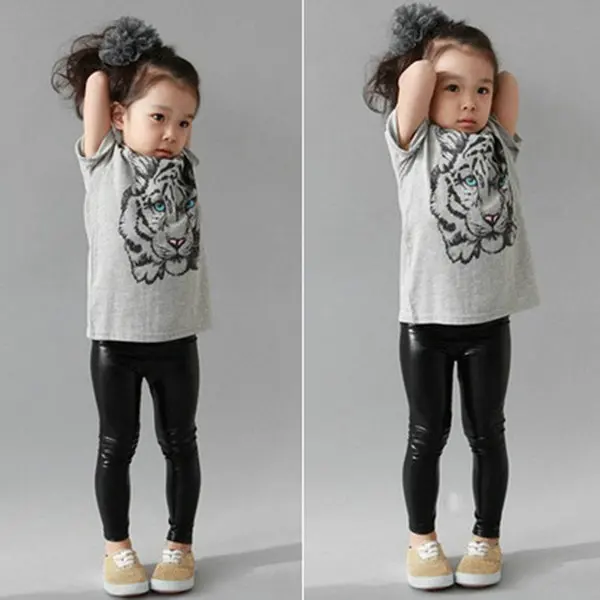 Повседневная футболка с принтом тигра в Корейском стиле для маленьких девочек