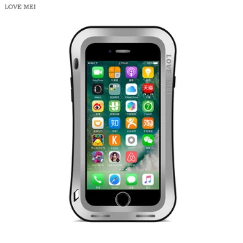 

LOVE MEI For iPhone 7 Case Accessory Original Luxury Hard Metal Aluminium Silicone Glass Phone Case for iPhone 7 Plus Case Cover
