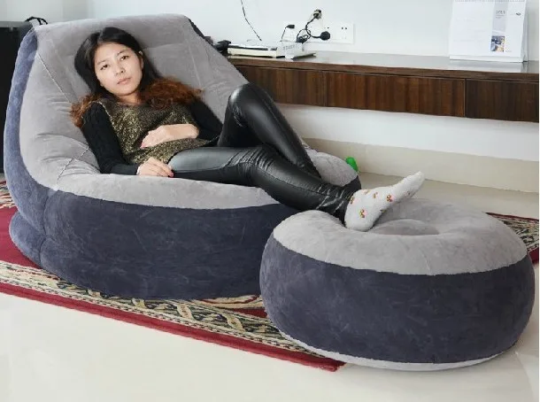 Lazy Air Inflation Sofa For Sleeping And Recliner With Stool Lsf001