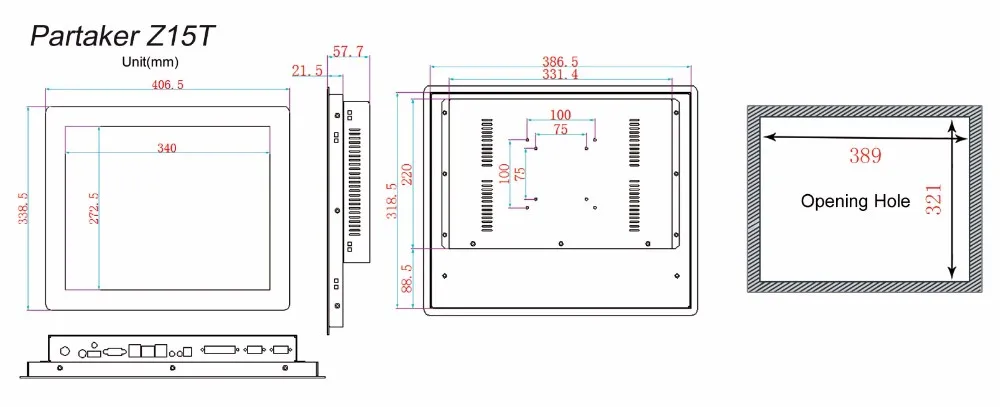 Причастником Elite Z15 17 дюймов Панель промышленного ПК с сделано в Китае 5 резистивный Сенсорный экран Core i5 3317u