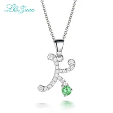 L& Цзуань "к" Письмо Мода модные Цепочки и ожерелья для Для женщин 0.85ct циркония камень подвеска серебро 925 элегантный Ювелирные украшения