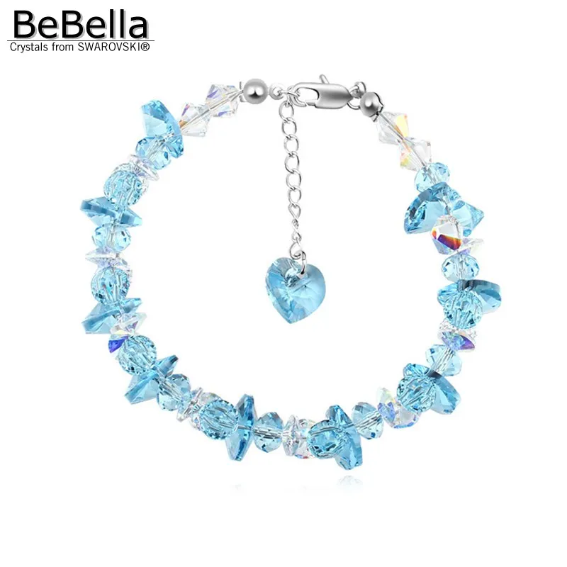BeBella сердце очарование Кристалл бисер браслет с кристаллами от Swarovski для женщин девушки любовника модные ювелирные изделия подарок
