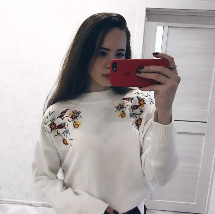 Мягкий свитер с вышивкой с Алиэкспресс