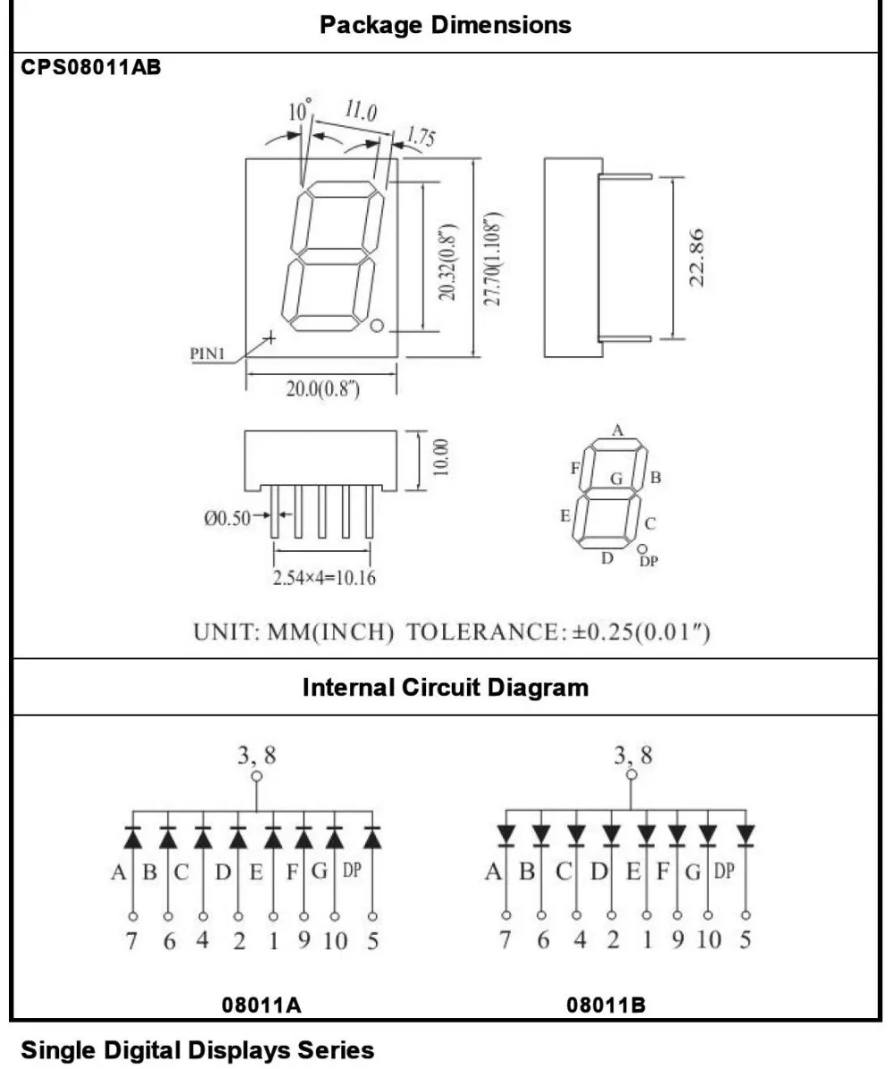 CPS08011BR общий анод 1Bit Цифровой пробки 7-сегментный 0," Красный светодиодный Дисплей 10 шт./лот