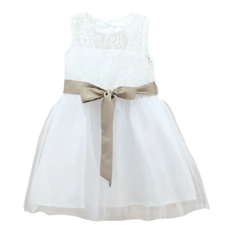 Хлопковое кружевное летнее платье пачка принцессы с бантом для свадебной