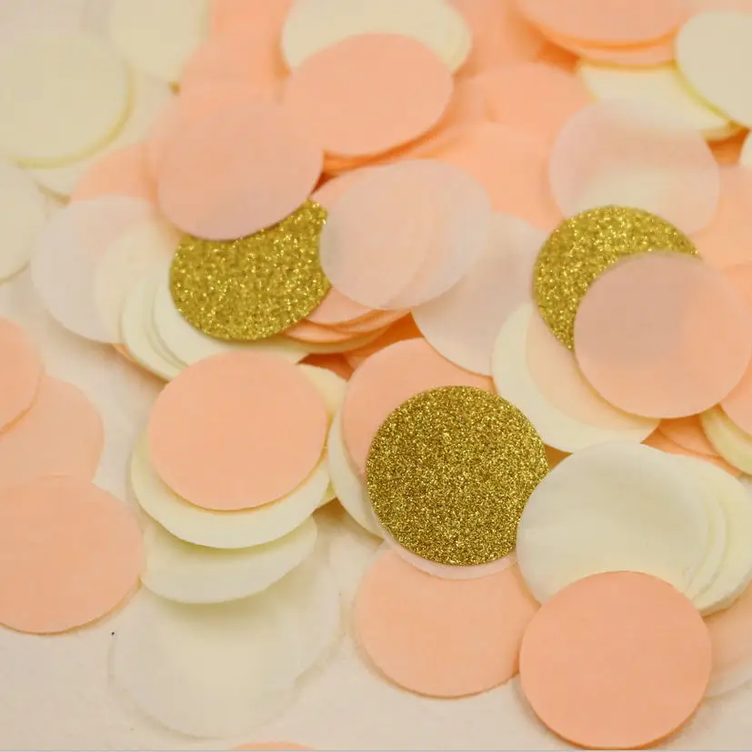 1 Inch Peach Cream Soft Paper Confetti And Gold Glitter Circle 1 Inch Peach Cream Soft Paper Confetti And Gold Glitter Circle Birthday Party Decor In Banners Streamers From Home Garden On