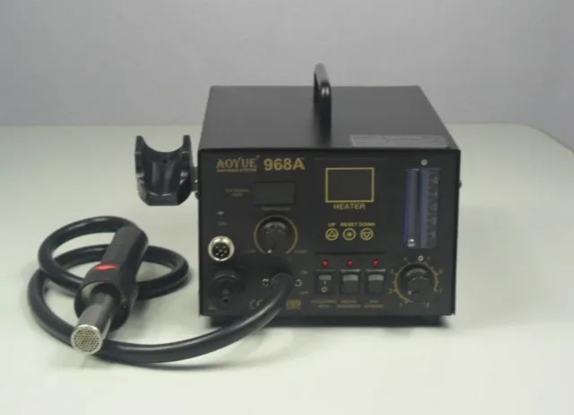 220V AOYUE 968A+ SMD паяльная станция, фена, паяльник, поглотитель дыма 3 в 1, двойной цифровой дисплей
