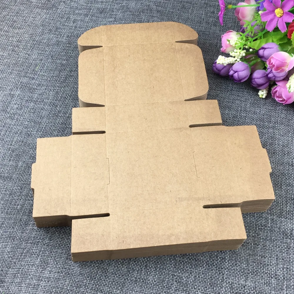 

75*75*30mm 50PCS/Lot Jewelry Kraft Boxes Gift Blank Box Package Carry Case Cardboard Display For Accessory Accept Custom Logo