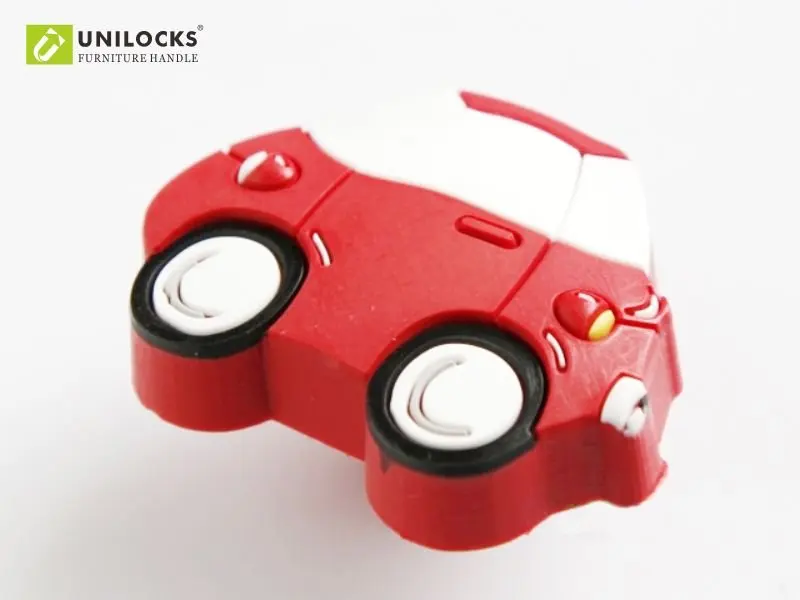 Unilocks 10 шт./лот Цвет Детские мультфильм красный автомобиль Пластик Кухня шкаф и Мебель дверные ручки