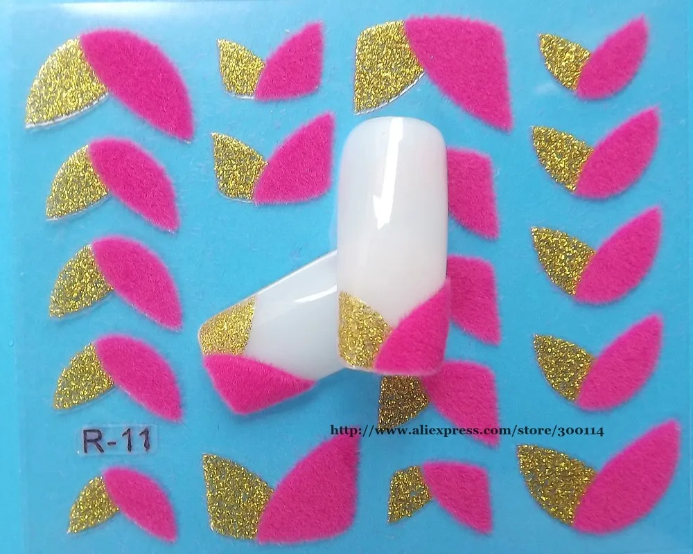 Трендовые 3D наклейки для дизайна ногтей 24 дизайна вельвет пудра Флокирование ногтей красота наклейки 200 упаковок/партия