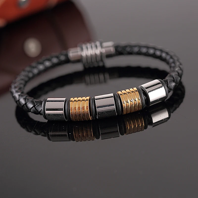 Newest Trendy Jewelry Men Genuine Leather Bracelets Cool Leather