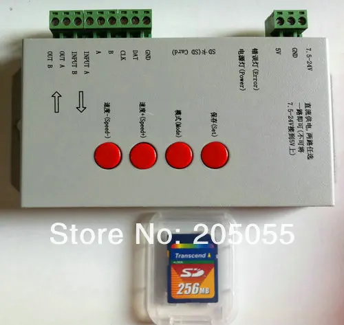 5 M Водонепроницаемый IP67 IC WS2801 SMD5050 цветная светодиодная лента с эффектом "Бегущая Волна" Светодиодные ленты 5 м, 12 В, 36 светодиодный/M 180 светодиодный+ программируемый, с поддержкой SD карт Контроллер T1000S