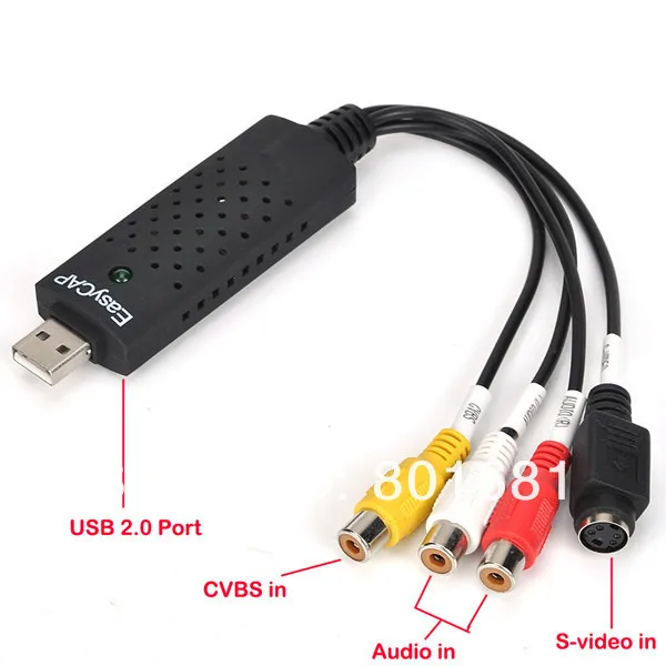 Бесплатная доставка + Новый USB 2.0 Easycap DC60 TV DVD VHS видео адаптер Capture AV аудио Захват