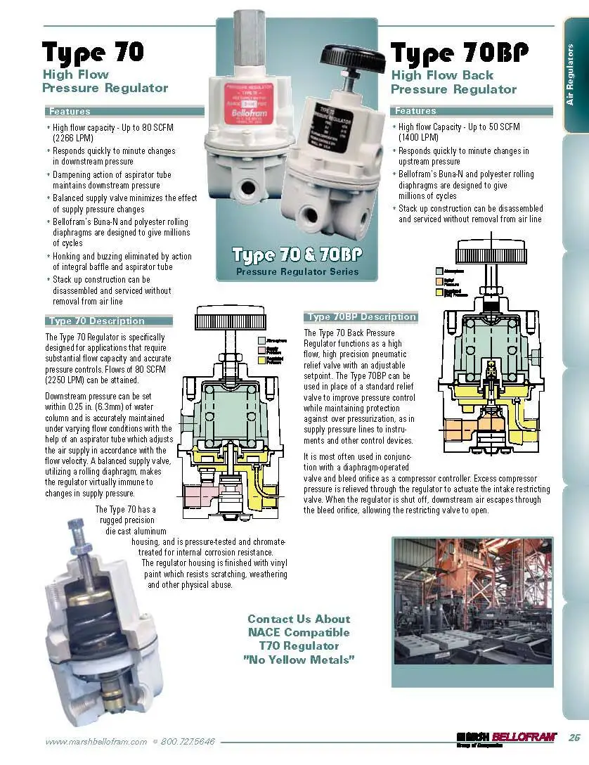 960-130-000 высокая пропускная способность регулятора давления T70 0-10PSI 1/4NPT