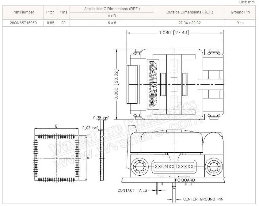 QFN28 MLP28 MLF28 28QN65T16060 Plastronics IC Тесты burn-в гнездо QFN программирования адаптер 0,65 мм шаг