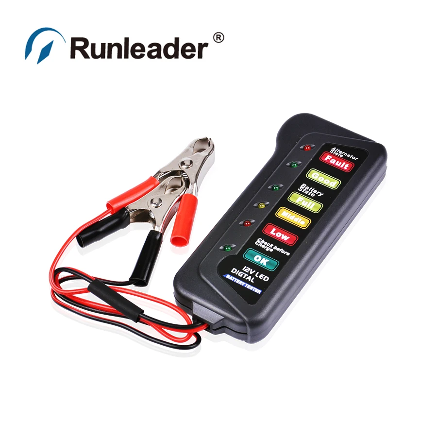 Runleader светодиоды на батарейках индикатор Тестер 12 В для автомобиля мотоцикла ATV Чистка мопед гольф тележки транспортного средства морские зажимы