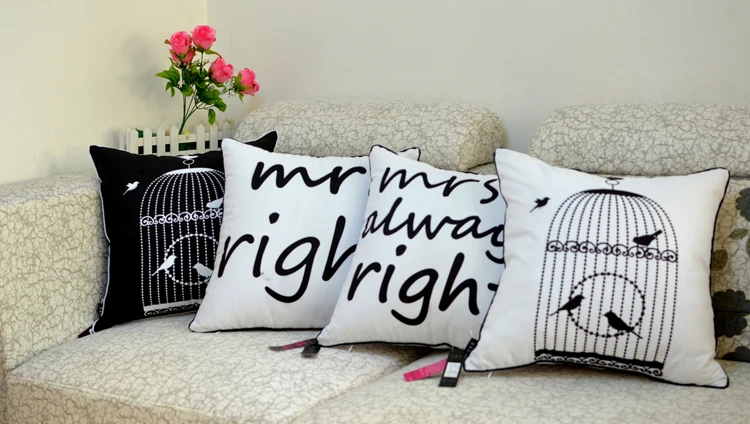 Дизайнерский Mr Right and Mrs Always правильный принт, микроволокно чехол для подушки наволочка для дивана, 2 шт./комплект, 45*45 см(18 дюймов