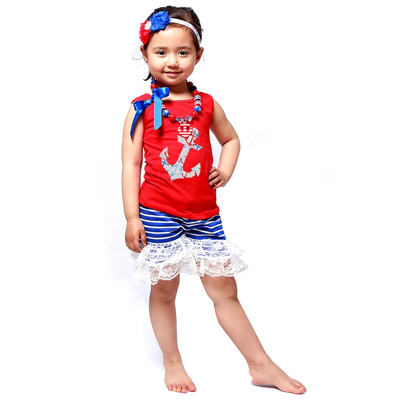 Buy Baby Summer Boutique Clothing For Girls Boys Red Tank Top + Stripe Short