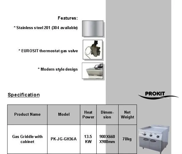 Pkjg-gh720 газовый гриль (плоский), для коммерческих Кухня