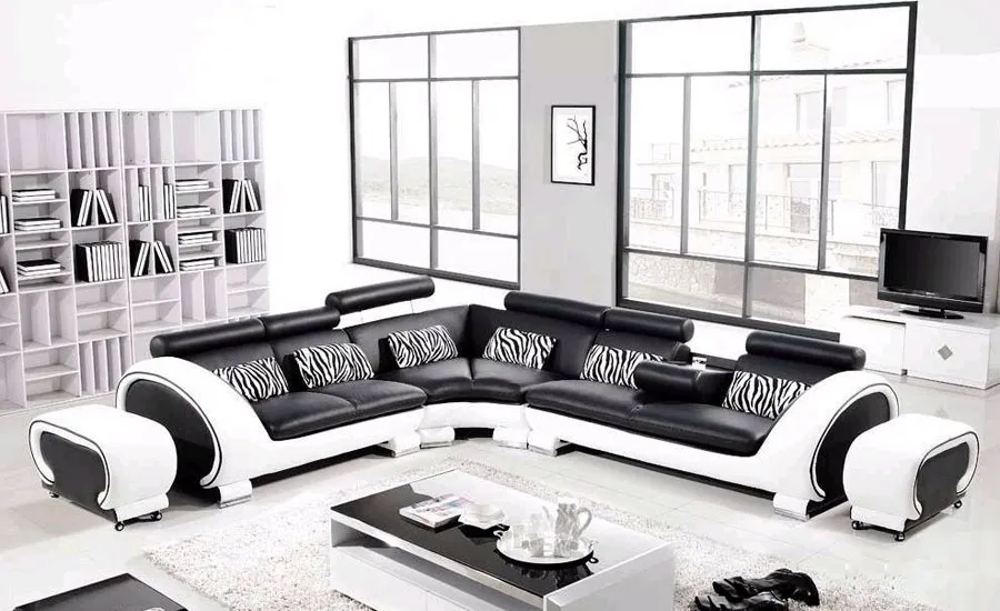 Free Shipping Large L Shaped Genuine Leather Hard Wood Frame Corner Getsubject Aeproduct