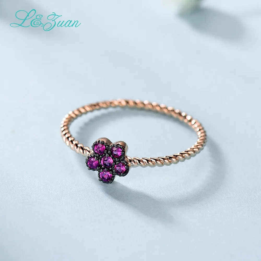 L& Zuan 14K золото натуральный сапфир кольца для женщин маленький цветок кольцо хорошее ювелирное изделие модные вечерние аксессуары лучший подарок 0019-3