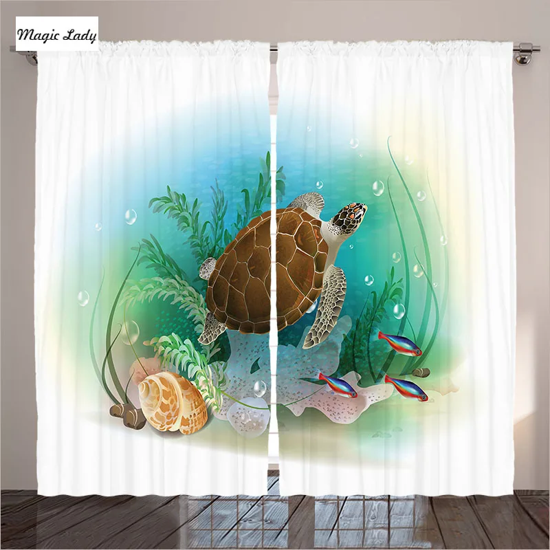 Drapery Curtains Ocean Decor Sea Turtle Ocean Tropical Underwater