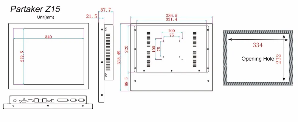 Z15 17 дюймов Intel Core I5 3317U дуады емкостный сенсорный ЖК-промышленного все в одном ПК 4G Оперативная память 64G SSD