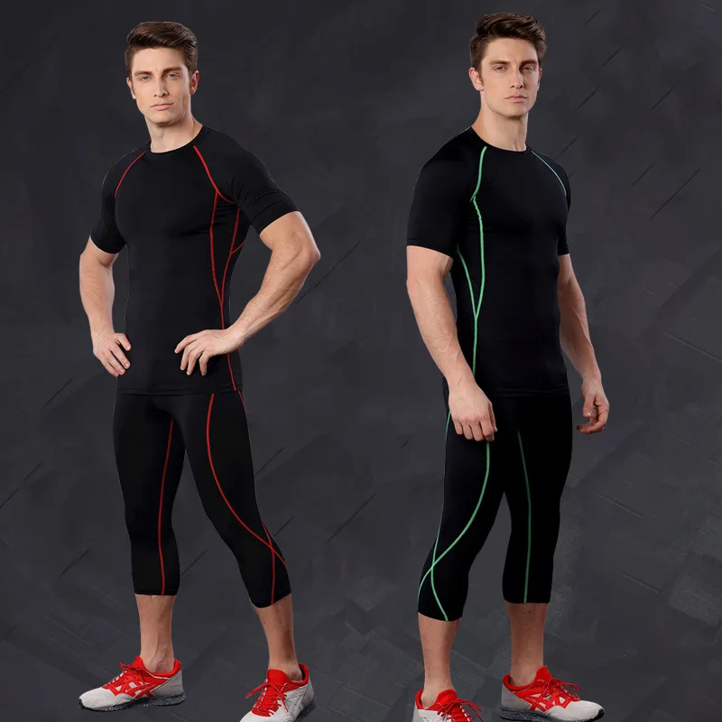 Для Мужчин's body shaper фитнесс Подрезанные штаны человек эластичный Быстросохнущий укороченные штаны Бодибилдинг(-ый) облегающие штаны MA42