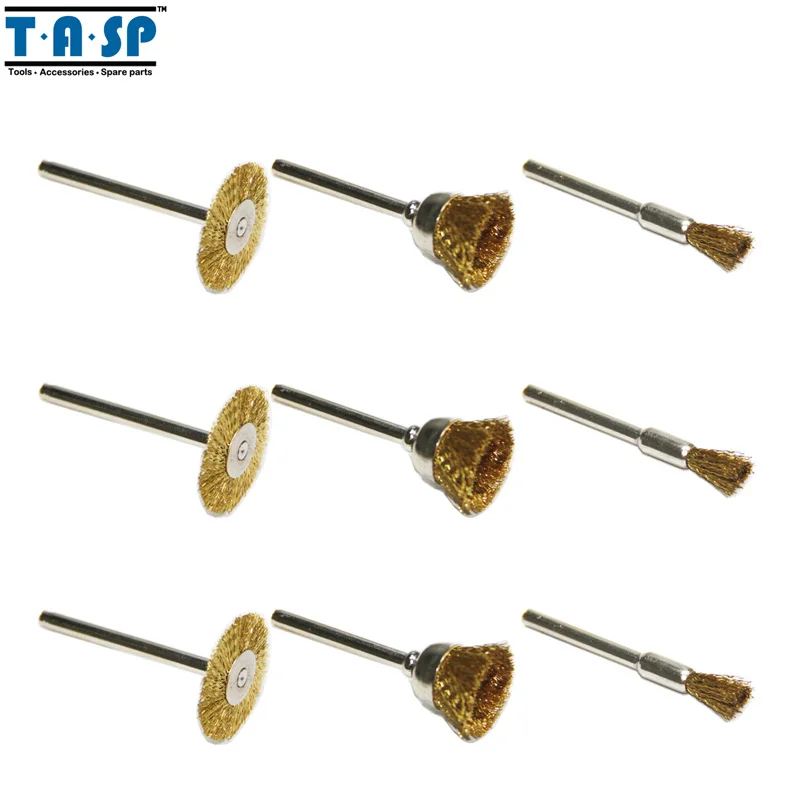 Buy TASP Brass Wire Brushes Wheels Set 9PC Mini Drill