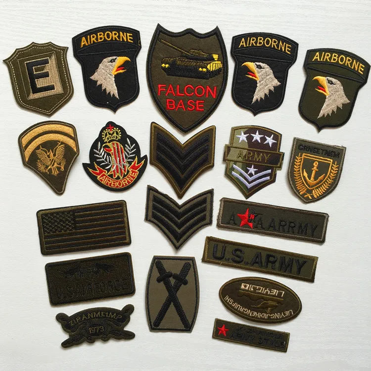 

Super Quality 9pcs Mix Military Motif Set Embroidered Patches for Clothing Sew Iron on Clothes Badge Patch Army Appliques