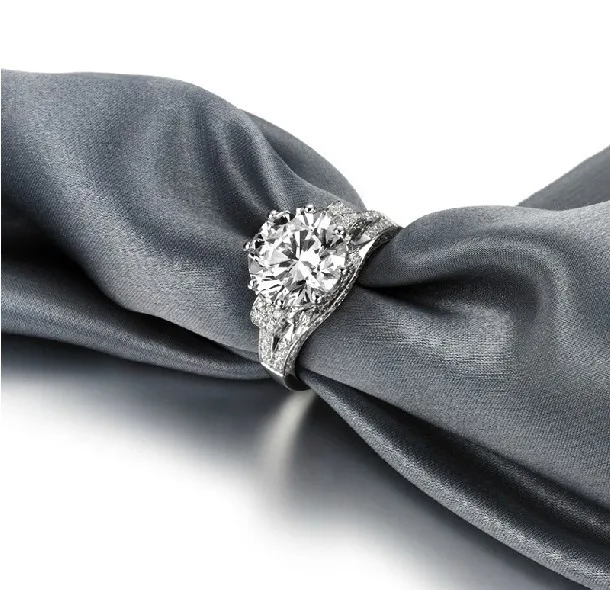 Тест Положительный подлинный бренд Moissanite Charles& Colvard 3CT Moissanite ювелирные изделия с бриллиантами обручальное кольцо Твердое 18 K белое золото
