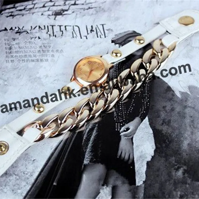 100 шт./лот женские Панк Позолоченные многоцветные наручные часы синтетический