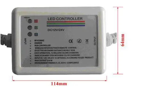 Светодиодный RGB сенсорный контроллер; DC12-24V вход; 6A* 3CH выход