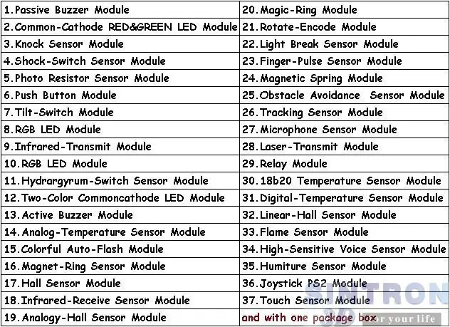[Sintron] Окончательный 37 в 1 Сенсор Модули комплект для Arduino и MCU образование пользователя