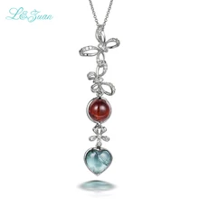 I& zuan 925 пробы-серебряные ювелирные изделия натуральный 1.63ct Турмалин Шарм Подвеска-Сердце ожерелья с серебряной цепочкой для женщин свадьбы