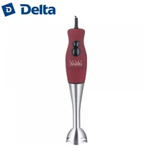 Блендер погружной DELTA DL-7029 для домашнего использования. Мощность 250 Вт. 2 скорости работы. Нож и насадка из нержавеющей стали. Цвет красный