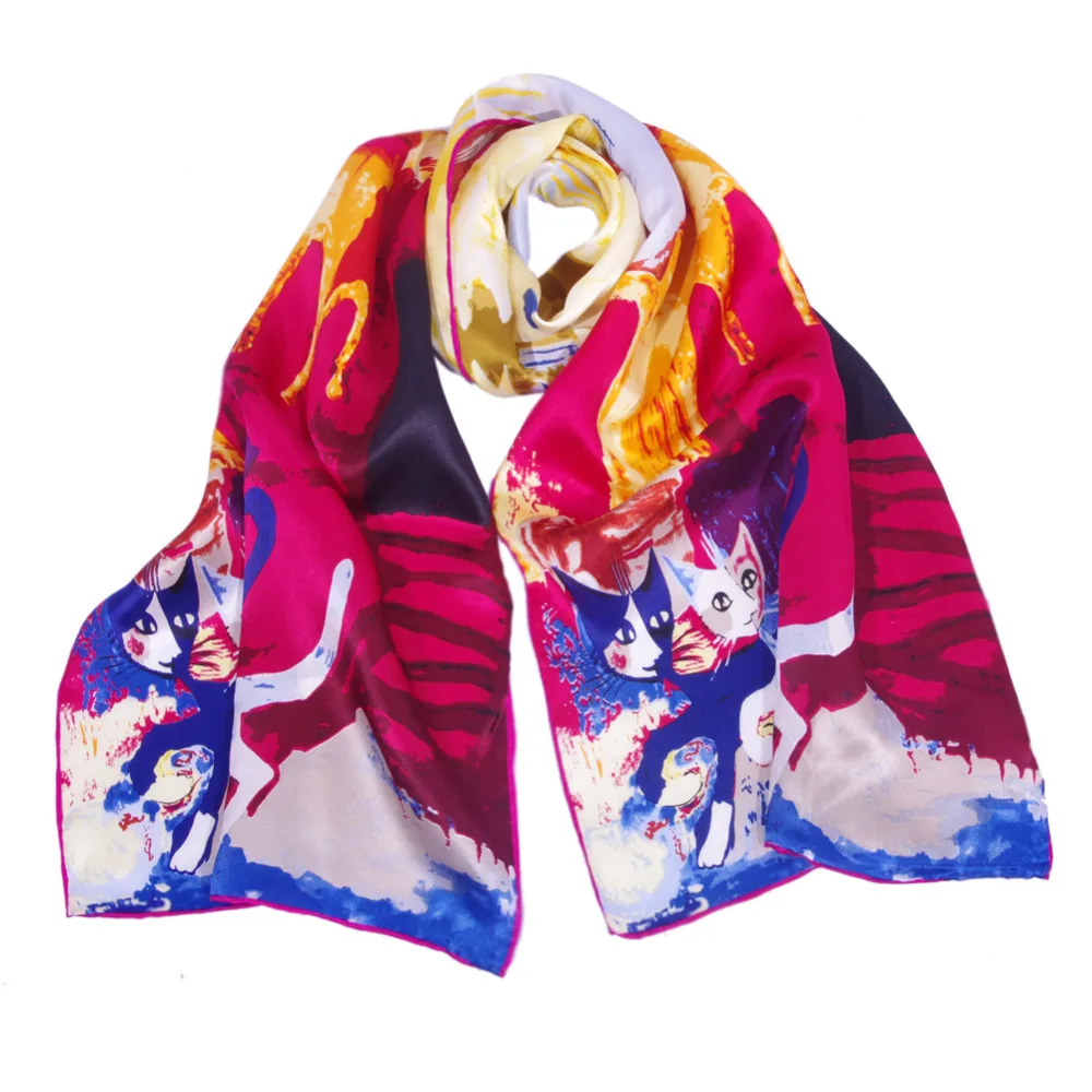 SAUTTO 100% silk Printed Women Designer Scarf Fashion Luxury Brand Casual Silk Scarves Long Wrap ...