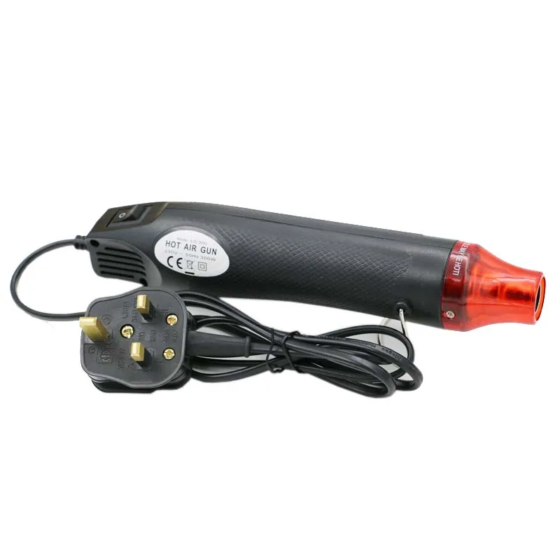 black 230 В английские правила DIY использование теплового пистолета Электрический Электроинструмент Горячий воздух 300 Вт Температурный пистолет с поддерживающим сиденьем термоусадочный пластик - Color: black