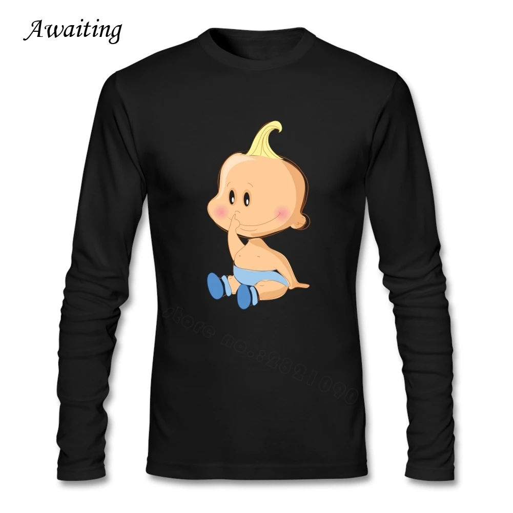 Смешные Детские Мультфильм Играя Печатных Человек Футболка С Длинным Рукавом