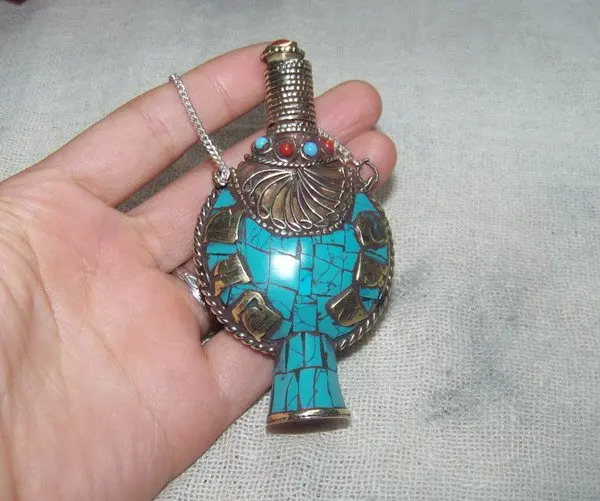 Тибетский JewelryTBP029 Непал бутылки табак pendantstibetan шесть слов мантры амулеты boxcollectibleslow moq