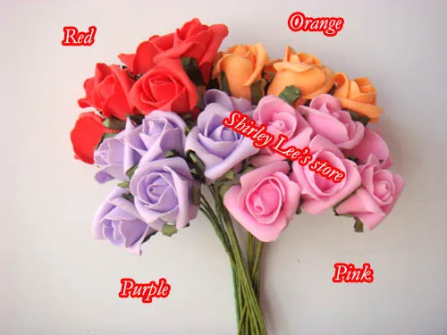 144 пучков = 864 шт(4x4 см) пенопластовый бутон розы, искусственный цветочный букет в розовом, красном, фиолетовом, оранжевом